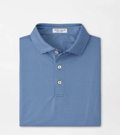 Peter Millar Gingham Performance Jersey Polo In Blue