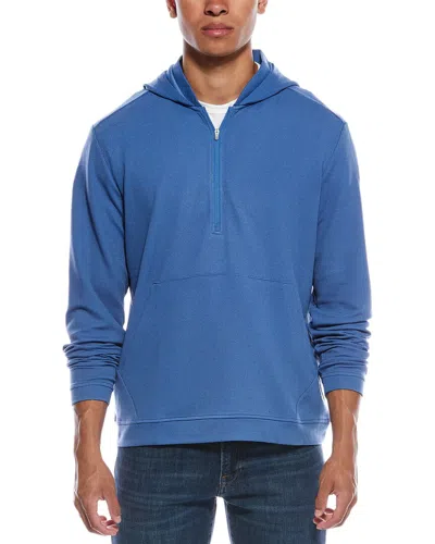 Peter Millar Grid Performance 1/2-zip Hoodie In Blue