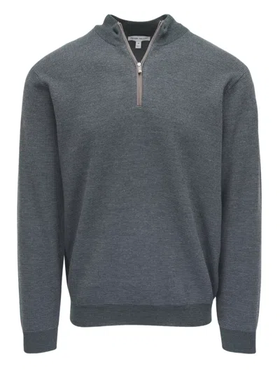 Peter Millar Half-zip Textured Sweater In Gray