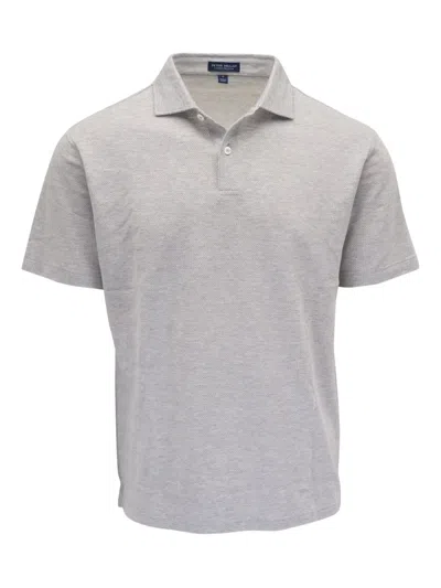 Peter Millar Harris Herringbone Stretch-cotton And Modal-blend Polo Shirt In Gray