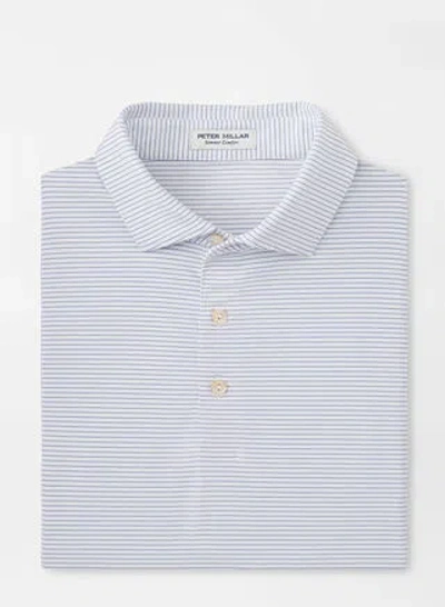 Peter Millar Highlands Performance Jersey Polo In White/sailor Blue