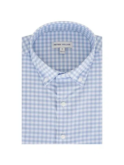 Peter Millar Lewis Buttoned Checked Shirt In Blue