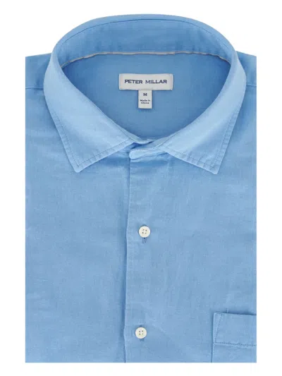 Peter Millar Linen-cotton Shirt In Blue