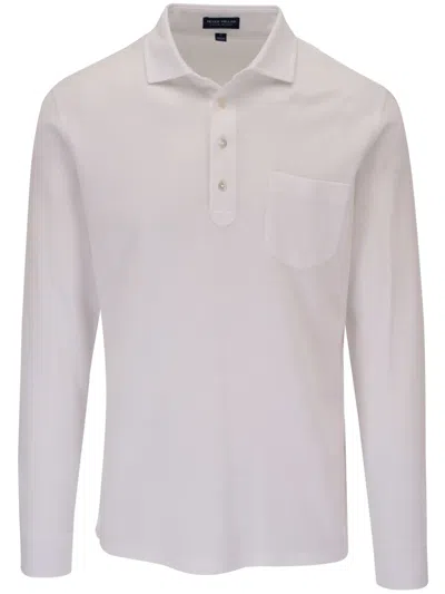 Peter Millar Long-sleeve Cotton-cashmere Polo Shirt In White