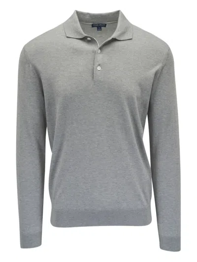 Peter Millar Long-sleeve Polo Shirt In Gray