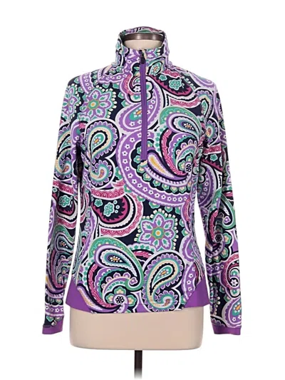 Pre-owned Peter Millar Long Sleeve Top Purple Paisley Pattern High Neck Tops