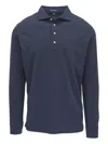 Peter Millar Long-sleeved Pocket Polo Shirt In Blue
