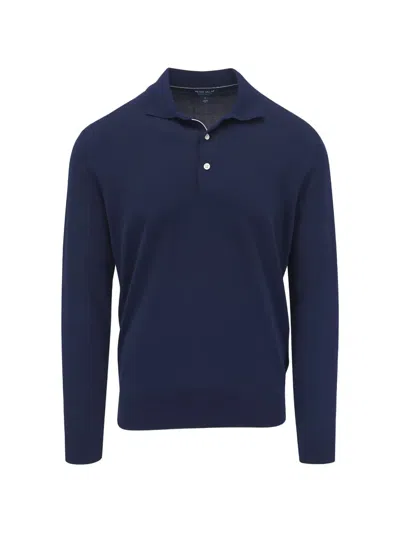 Peter Millar Long-sleeve Polo Shirt In Blue