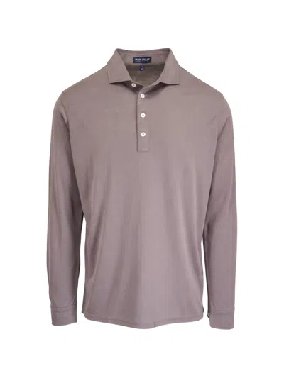 Peter Millar Long-sleeve Polo Shirt In Gray