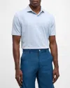 Peter Millar Men's Hales Striped Stretch Jersey Polo Shirt In Cottage Blue