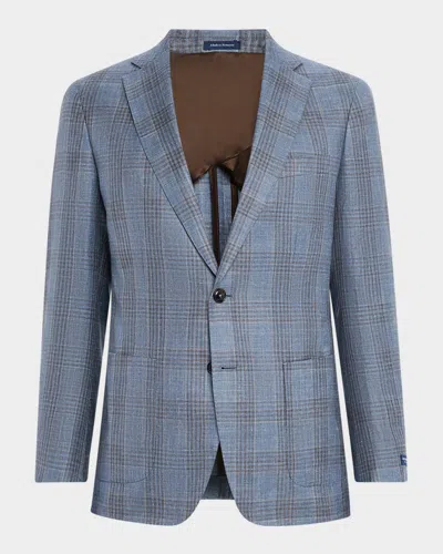 Peter Millar Men's Ames Wool And Linen Plaid Sport Coat In Blue