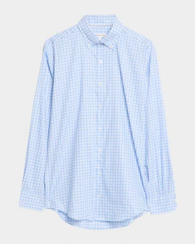 Peter Millar Men & Apos;s Calvin Crown Lite Plaid Stretch Cotton Sport Shirt In Blue