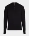 Peter Millar Men & Apos;s Coolspun Lite Cotton Quarter-zip Sweater In Black