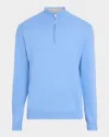 Peter Millar Men & Apos;s Coolspun Lite Cotton Quarter-zip Sweater In Blue