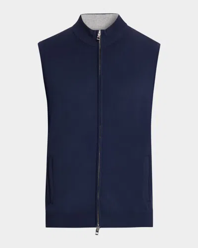 Peter Millar Men & Apos;s Coolspun Lite Full-zip Sweater Vest In Blue