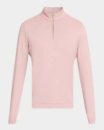 Peter Millar Men & Apos;s Crown Crafted Albatross Cotton-blend Pique Quarter-zip In Pink