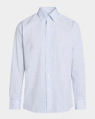 Peter Millar Men & Apos;s Crown Crafted Canal Performance Poplin Sport Shirt In Blue
