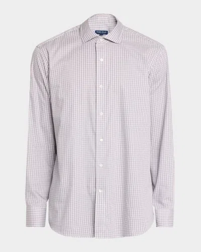 Peter Millar Men & Apos;s Crown Crafted Micro-plaid Cotton Sport Shirt In Gray