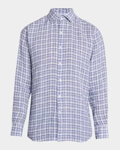 Peter Millar Men & Apos;s Sandbar Linen Sport Shirt In Pattern