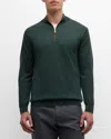 Peter Millar Men's Autumn Crest Suede-trim Quarter-zip Sweater In Lacinato