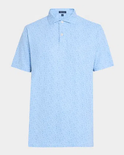 Peter Millar Men's Botanical Performance Jersey Polo Shirt In Blue