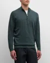Peter Millar Men's Breaker Birdseye Quarter-zip Sweater In Navy