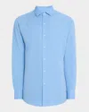 Peter Millar Men's Canal Linen And Cotton Sport Shirt In Blue