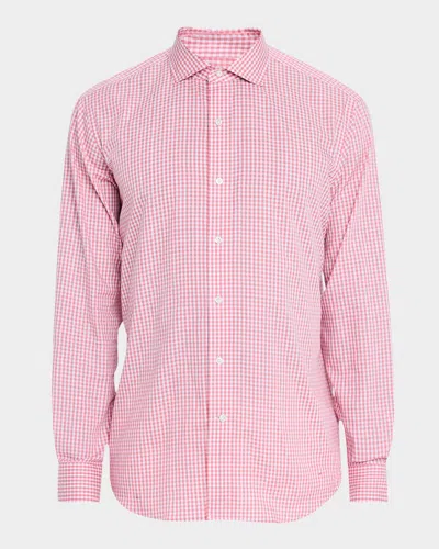 Peter Millar Men's Capri Cotton Mini-plaid Sport Shirt