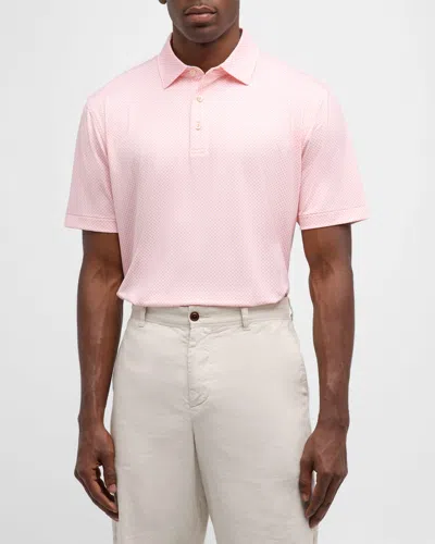 Peter Millar Men's Circle Geometric Performance Polo Shirt In Palm Pink