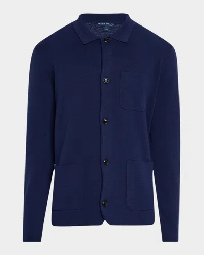 Peter Millar Men's Connoly Knit Chore Coat In Blue