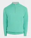 Peter Millar Crown Coolspun Cotton Quarter Zip Sweater In Meadow