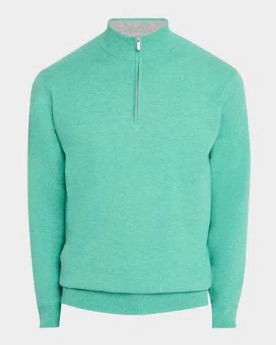 Peter Millar Crown Coolspun Cotton Quarter Zip Sweater In Meadow