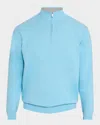 Peter Millar Crown Coolspun Cotton Quarter Zip Sweater In Seaport