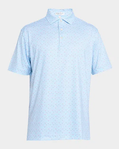 Peter Millar Men's Costanzo Geo Performance Jersey Polo In Blue