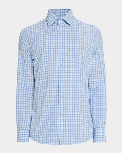 Peter Millar Men's Crafted Coltrane Plaid Performance Poplin Sport Shirt In Angelite
