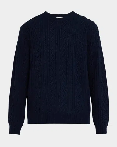 Peter Millar Men's Crescent Cable Knit Crewneck Sweater In Navy