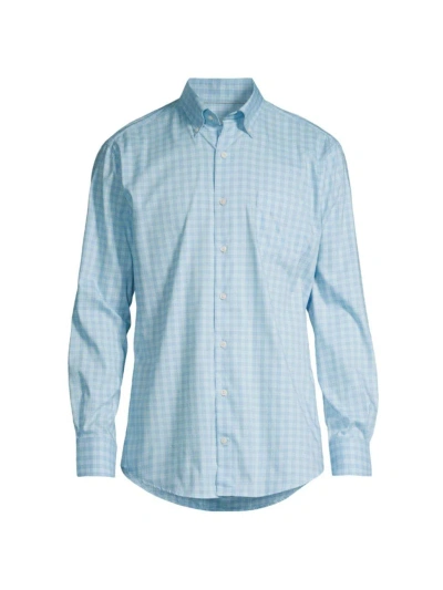 Peter Millar Men's Crown Bethel Lite Checked Button-down Shirt In Cottage Blue