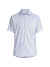 Peter Millar Bloques Print Performance Poplin Short Sleeve Button-up Shirt In White