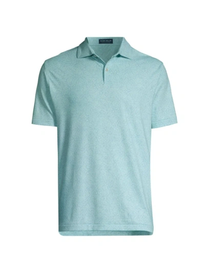 Peter Millar Men's Crown Crafted Crown Crafted Trellis Performance Jersey Polo Shirt In Iced Aqua