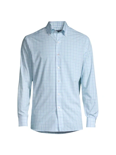 Peter Millar Crown Crafted Rollins Performance Poplin Button-down Shirt In Iced Aqua