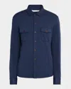 Peter Millar Men's Quad Quilted Knit Shirt Jacket In Blue