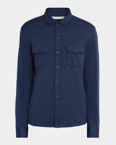 Peter Millar Men's Crown Fleece Sweater Shirt Jacket In Blue