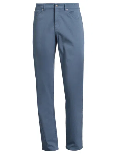 Peter Millar Men's Crown Stretch Cotton-blend Five-pocket Pants In Blue