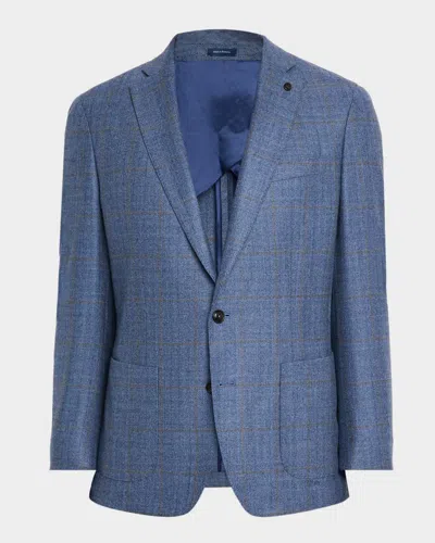 Peter Millar Men's Delrose Windowpane Soft Sport Coat In Blue