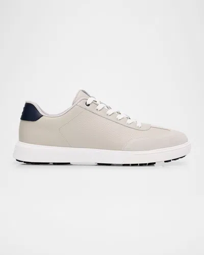 Peter Millar Men's Drift Leather Hybrid Golf Sneakers In Warm Grey/navy