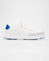 Peter Millar Men's Drift Leather Hybrid Golf Sneakers In White/mako