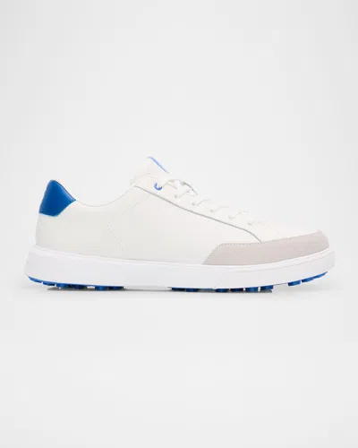 Peter Millar Men's Drift Leather Hybrid Golf Sneakers In White/mako