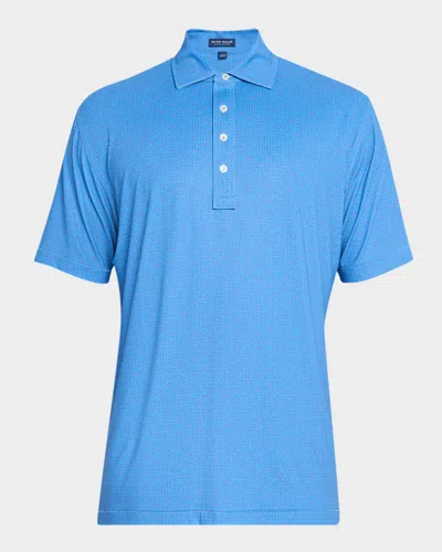 Peter Millar Men's Due North Performance Jersey Polo With Signature Kelly Collar In Blue