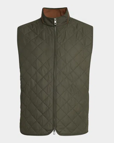Peter Millar Men's Essex Quilted Stand-collar Vest In Green