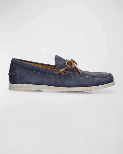 Peter Millar Men's Excursionist Leather Boat Shoes In Navy